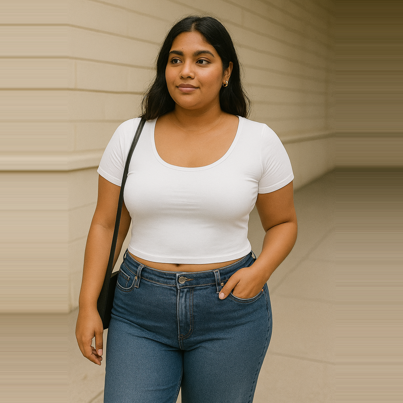London Plus Size Built-In Bra Crop Tshirt
